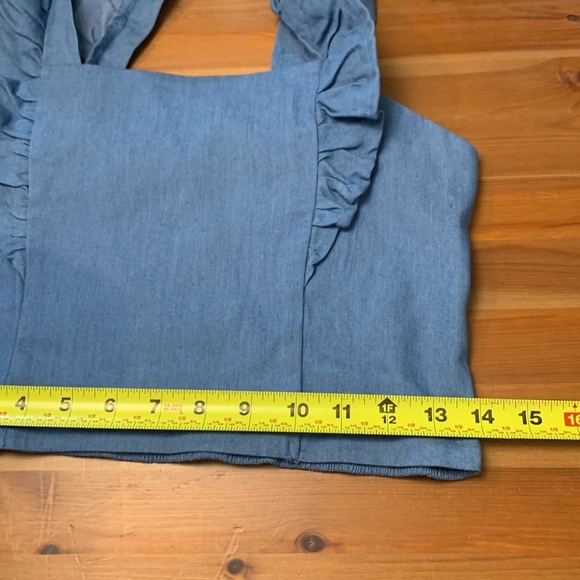 Unbranded blue crop top with stretch, elasticized back, denim look - Picture 6 of 9
